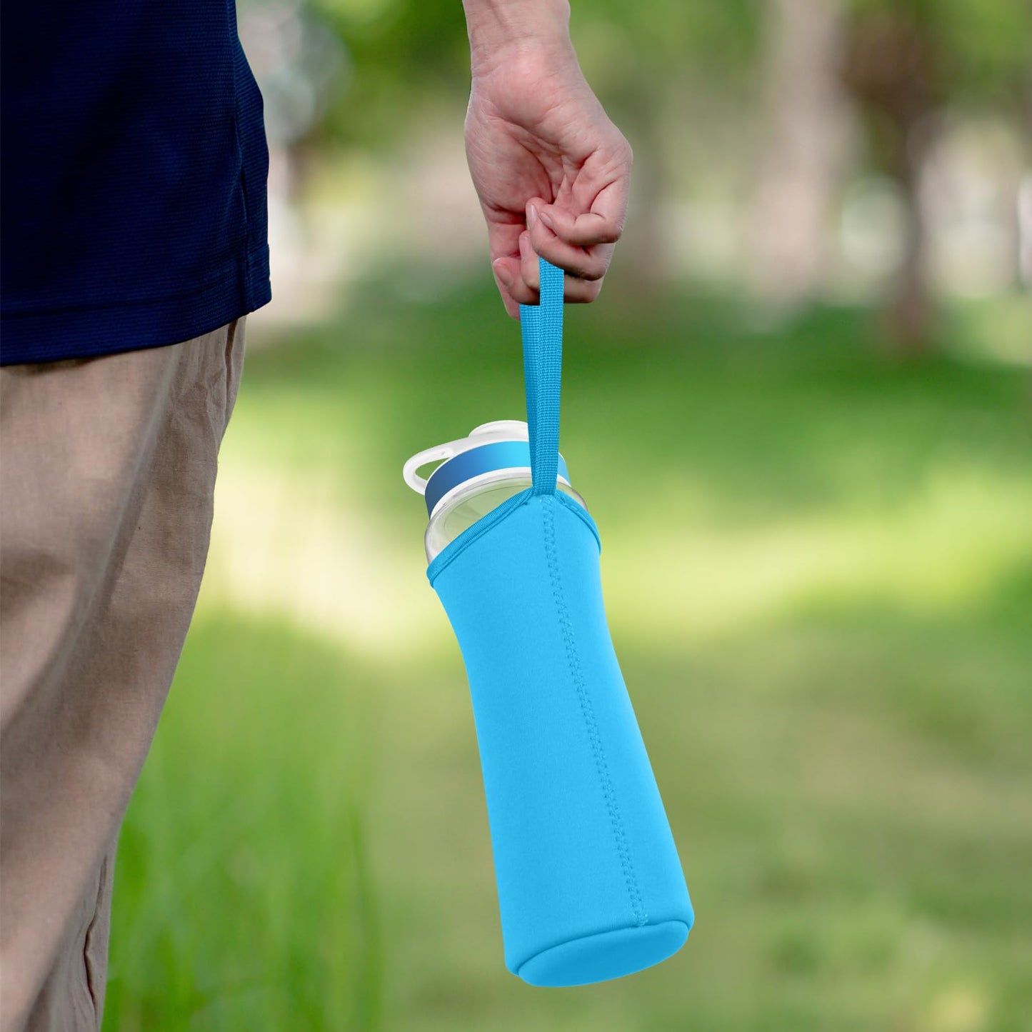 2Pcs Protective Sleeves with Handle for Cirkul 22 oz Water Bottle, Fit for 22 oz Plastic & Stainless Steel Bottles, Anti-slip Cover Made for Cirkul Accessories, Sweat Absorbing Material, Blue & Purple