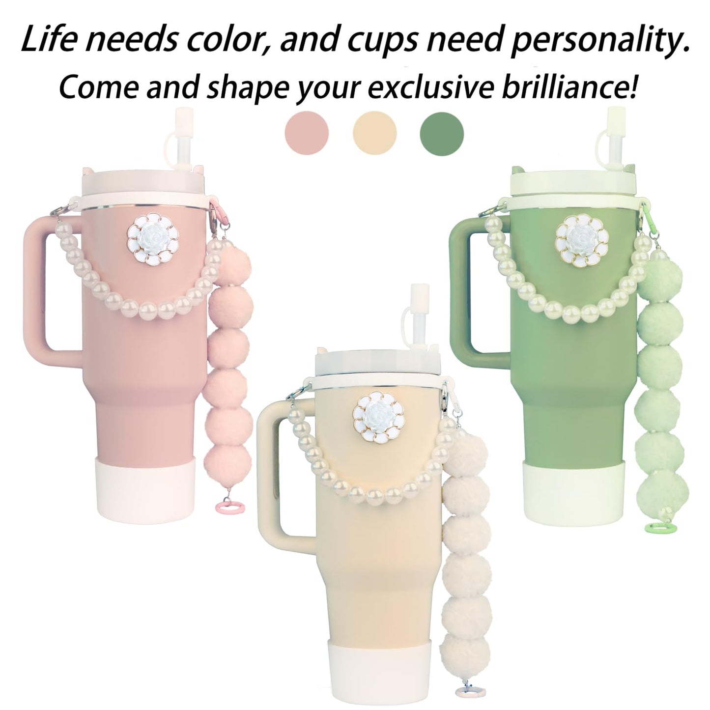Accessory sets suitable for Stanley Cups contains a water bottle handle strap silicone straw cover silicone cup boot pendant accessory accessories
