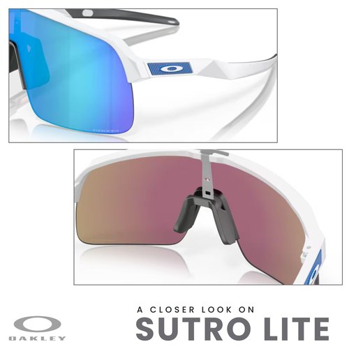 OAKLEY Sutro Lite OO9463 946319 39MM Matte White/Prizm Sapphire Shield Sunglasses for Men for Women+ Bundle Accessory Leash Kit, Microfiber Pouch