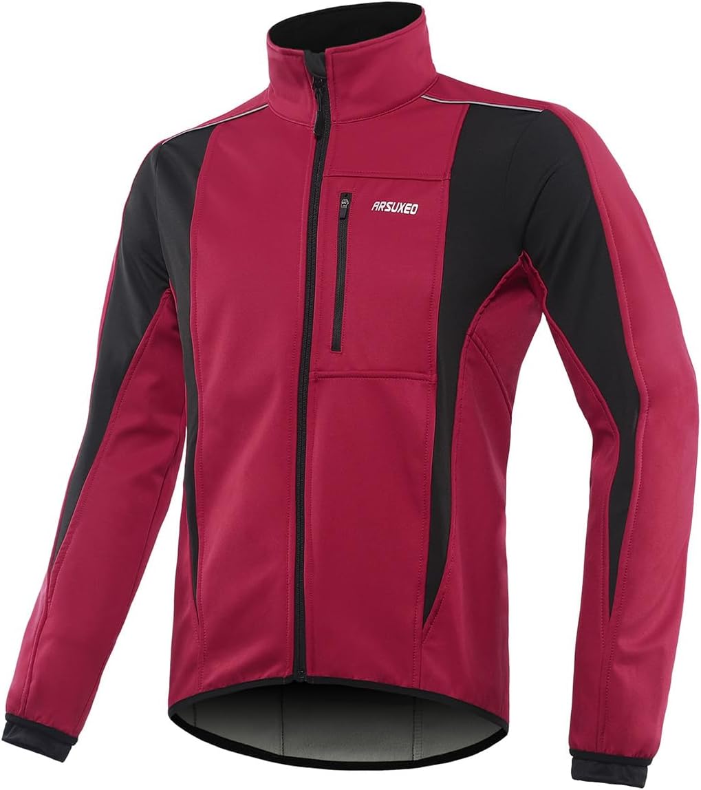 ARSUXEO Winter Warm UP Thermal Softshell Cycling Jacket Windproof Waterproof 15-k