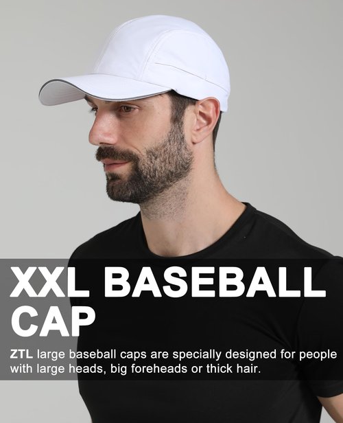 Oversize XL XXL Mens Waterproof Quick Dry Baseball Cap Lightweight Cooling Breathable Sports Hat for Big Heads 23.5"-26" Black
