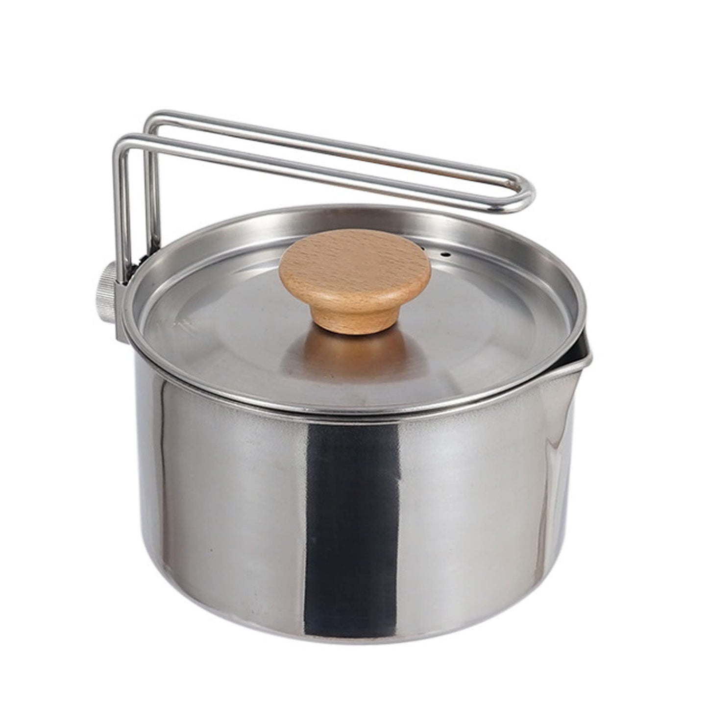 Wisecoco Camping Kettle,1L Stainless Steel Camping Kettle Removable Handle Portable Outdoors Camping Pot Cookware Coffee Tea Picnic Camping Pot with Lids for Hiking Backpacking Picnic