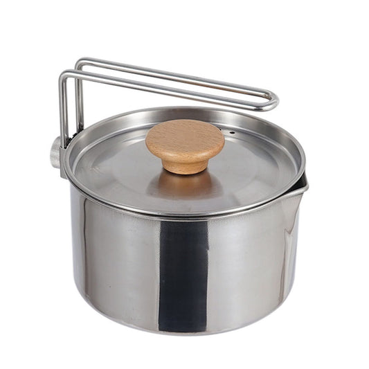 Wisecoco Camping Kettle,1L Stainless Steel Camping Kettle Removable Handle Portable Outdoors Camping Pot Cookware Coffee Tea Picnic Camping Pot with Lids for Hiking Backpacking Picnic