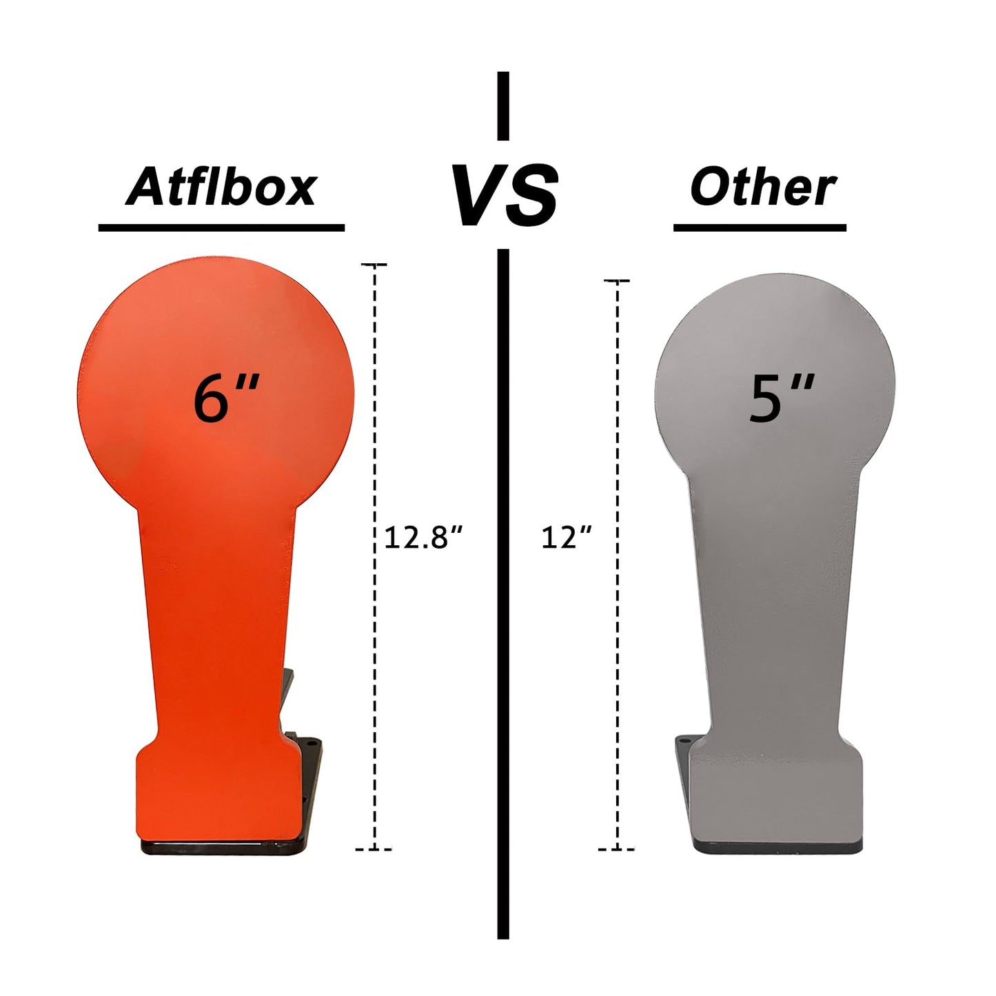 Atflbox 2Pcs 3/8" AR500 12.8'' Classic Popper Steel Shooting Target, 6'' Plate Auto Reset Target for Shooting Range, Suitable for Pistol, Rifle, Handgun, Shotgun, Rimfire