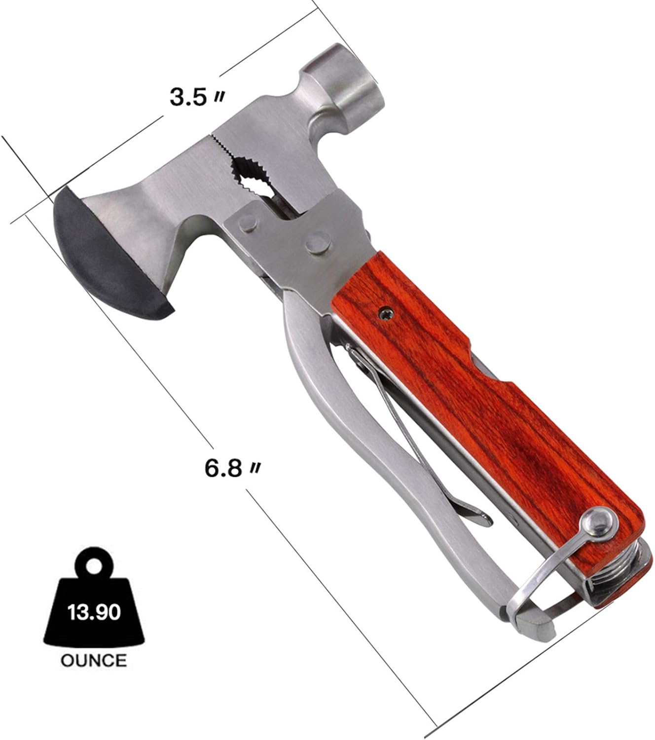 Camping Gear Multitool, Cool & Unique Birthday Gifts for Men Dad Husband Boyfriend, 18-in-1 Survival Gear for Outdoor Hunting Hiking, Emergency Escape Tool with Axe,Hammer,Plier,Knife,Bottle Opener