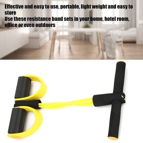Multifunctional Tension Rope, Resistance Band with Foot Pedal, 2 Tubes Elastic Yoga Pedal Puller Resistance Band for for Abdomen/Waist/Arm/Leg Stretching Slimming Training