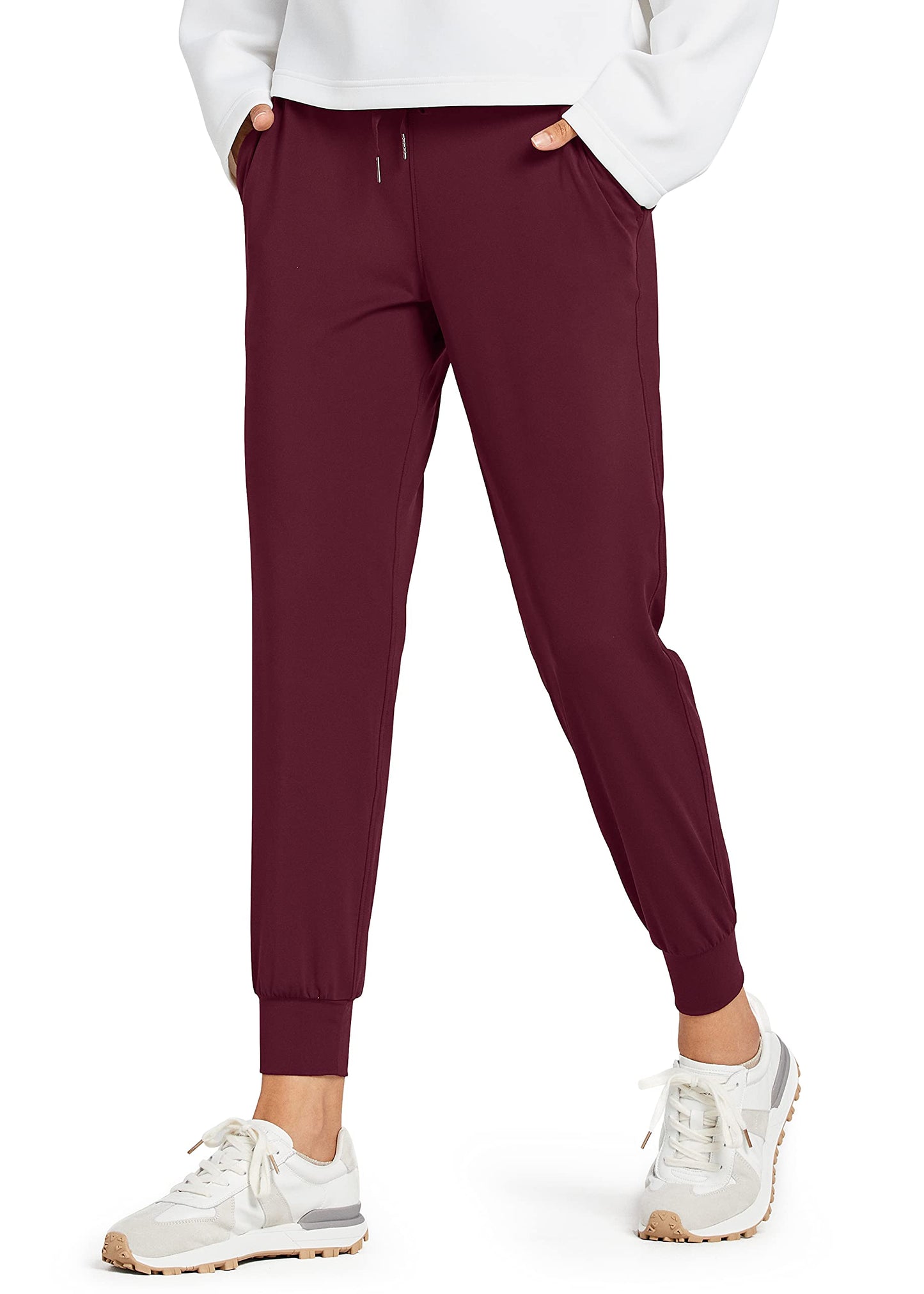 Libin Women's Joggers Pants Athletic Sweatpants with Pockets Running Tapered Casual Pants for Workout,Lounge, Burgundy 3XL