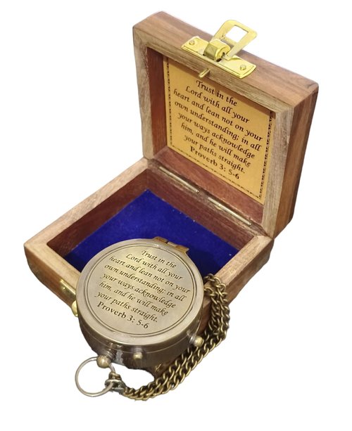 Trust in The Lord -Proverbs 3: 5-6 Quote Engraved Compass, Gifts Compass, 2025 Graduation Day Gifts- Baptism Gifts Compasses for Women Mens Boy Girls, Inspirational Christian Religious Gifts