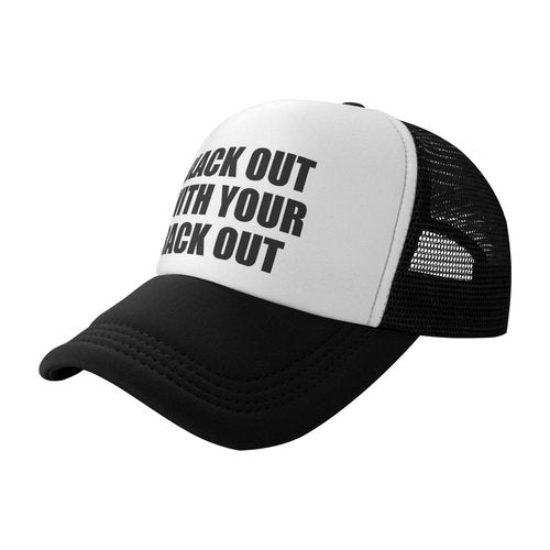 Black Out with Your Rack Out Funny Adjustable Mesh Trucker Hat for Adults Unisex Classic Hats Fishing Caps Black