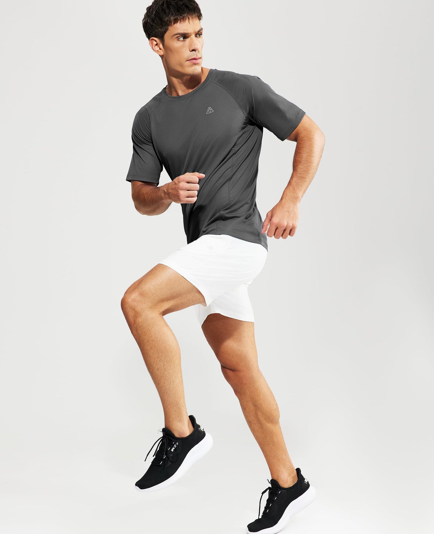 Haimont Men’s Gym T Shirts Short Sleeve Soft Breathable Moisture Wicking Dry Fit Active Sport Tennis Shirts Dark Grey, L