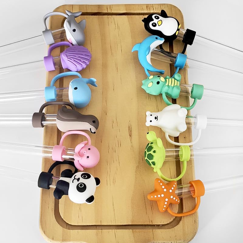 4PC Dolphin Straw Cover for Stanley Cup, 10mm Silicone Straw Covers Cap for Stanley Cup Accessories, Cap Stopper for Reusable Straws Tip Lids