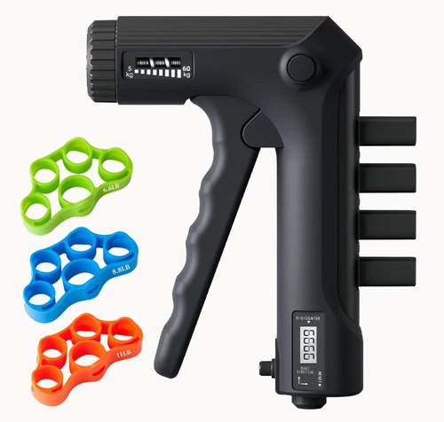 Grip Strength Trainer with Finger Exerciser, 3 Finger Stretcher,Adjustable Resistance Hand Gripper Strengthener with Electronic Counting for Muscle Building and Injury Recover
