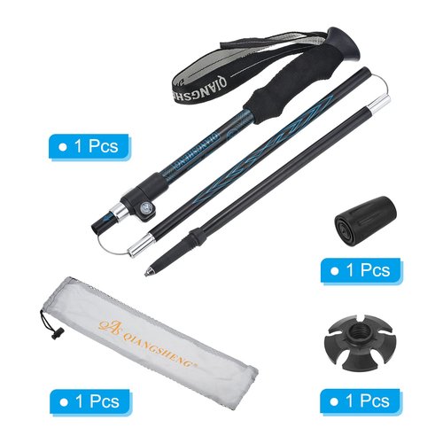 PATIKIL Trekking Poles, Collapsible Hiking Pole 43-53 Inch Telescopic Folding Cane with Snow Basket Aluminum Alloy for Outdoor Hiking Walking Camping, Blue
