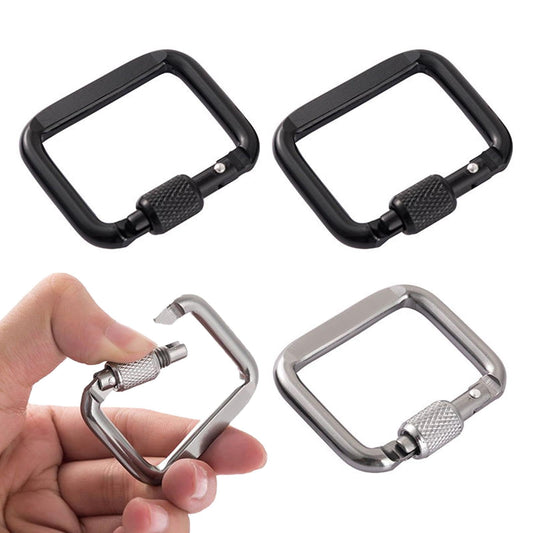 4pcs Square Carabiner, Aluminum Alloy Super Strong Outdoor Square Carabiner Screw Hook Equipment, Buckle Outdoor Hiking Clasp Carabiner for Outdoor Trigger