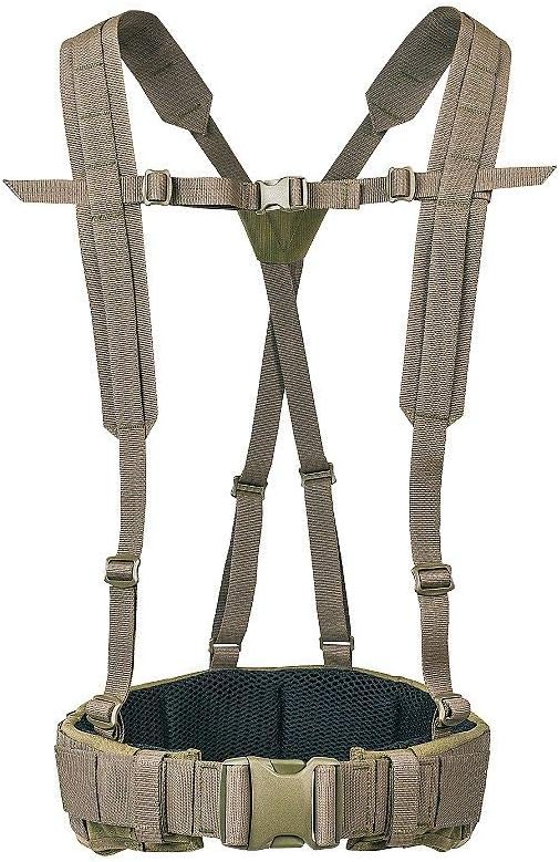 Tasmanian Tiger Warrior Belt MK III, Tactical Battle Belt, MOLLE Webbing, Chest Strap Carrying System, Small, Olive