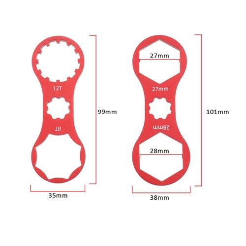 LT Easiyl 4Pcs Bicycle Front Fork Repair Tool Double Head Front Fork Cap Wrenchs Suitable for XCR/XCM/XCT/RST Mountain Bikes/Road Bikes Front Cap, Red