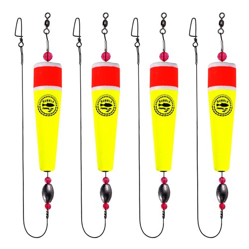 BUBBLE FISHING Fishing Floats Rigs Popping Corks for Saltwater Rattle Weighted Bobbers Fishing Tackle (4pcs, 5 in, Yellow)