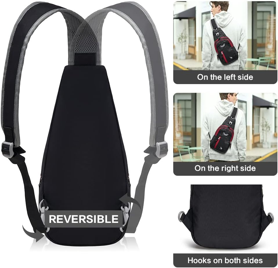 Kimlee Sling Bag Crossbody Bags Men, Travel Hiking Chest Daypack for Women One Strap Backpack Lightweight Over Shoulder Bag
