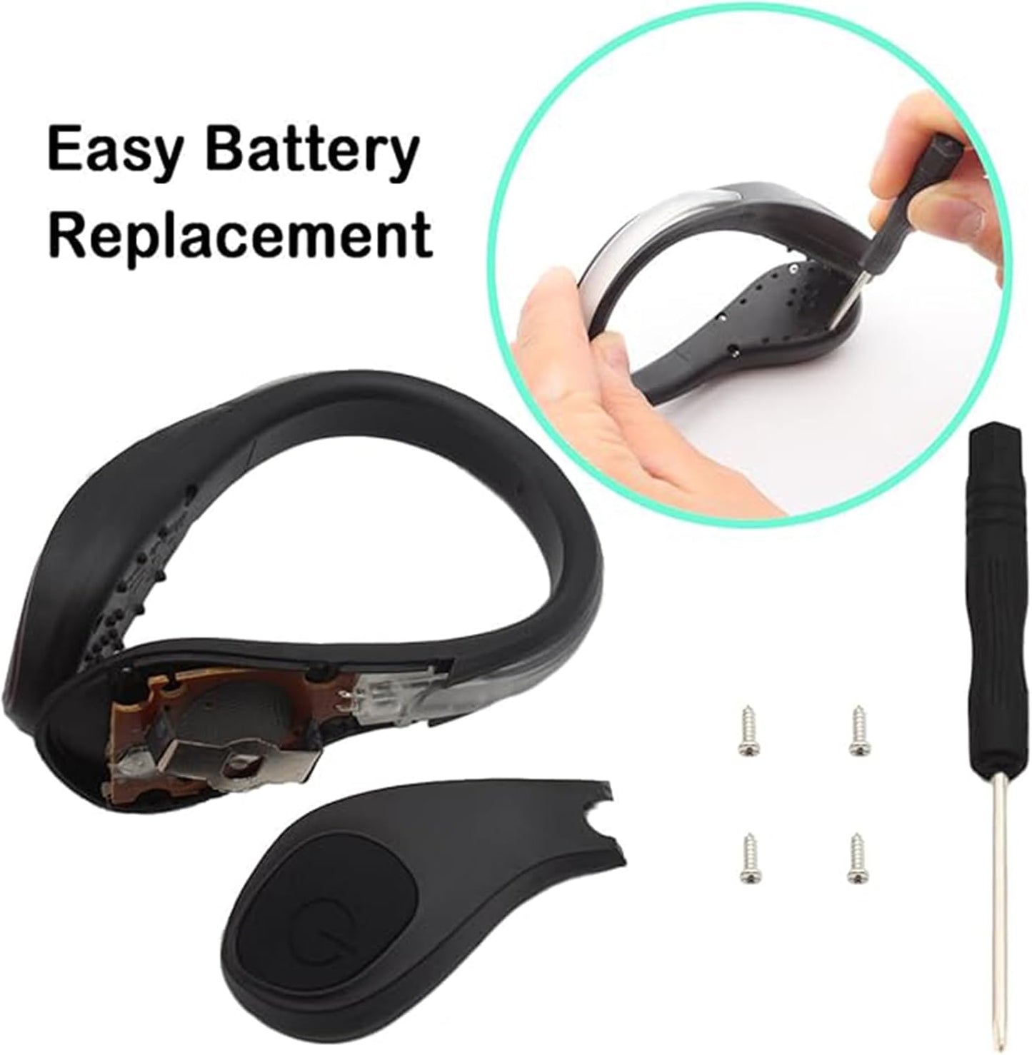 Shoe Clip Lights (2 Pack) Reflective Safety Night Running Gear for Runners Joggers Bikers Walkers, Color Changing RGB Strobe and Steady Color Flash Mode, Water Resistant and Bonus Screw Driver