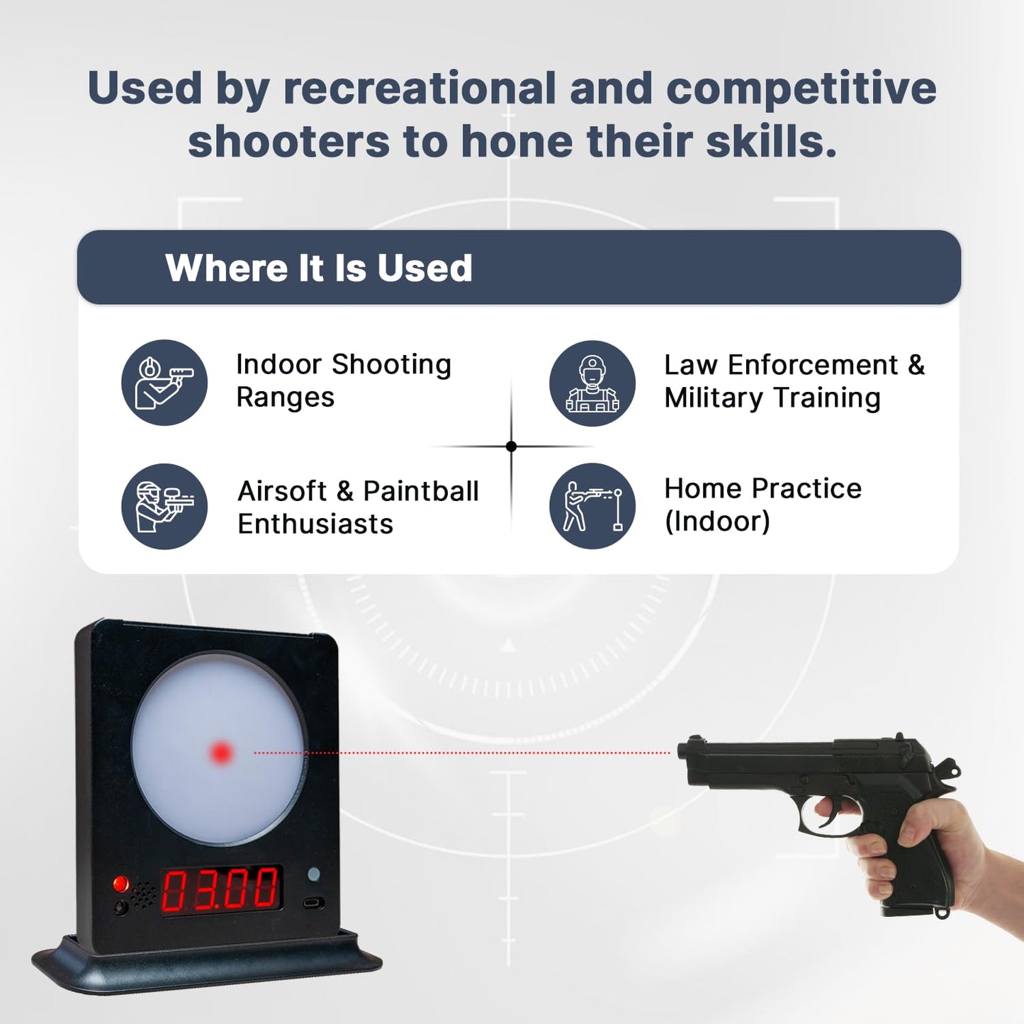 Accurize Mini Reaction Target 1-Pack – 2 Customizable Sizes (Default 100mm Size with 60mm Insert Plate), Shooting Targets with Timer for Reaction Speed Practice, Includes Holder & USB Charging Cable