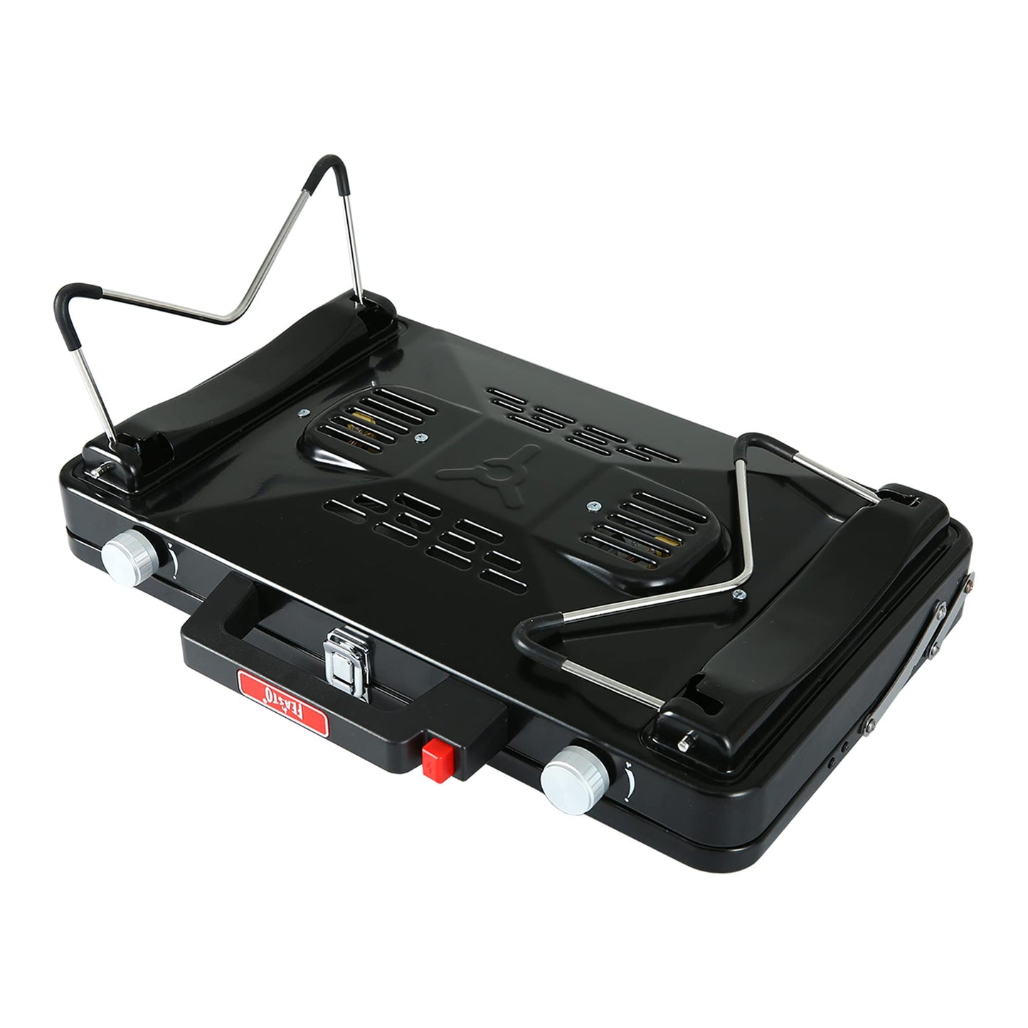 FEASTO Camping Propane Stove, Portable Camping Grill Stove, Push-Button Ignition, Adjustable Windproof Burners, Wind Guards, Folding Legs, 28,000 BTU Camping Stove, Outdoor Camping Cooking, Picnic