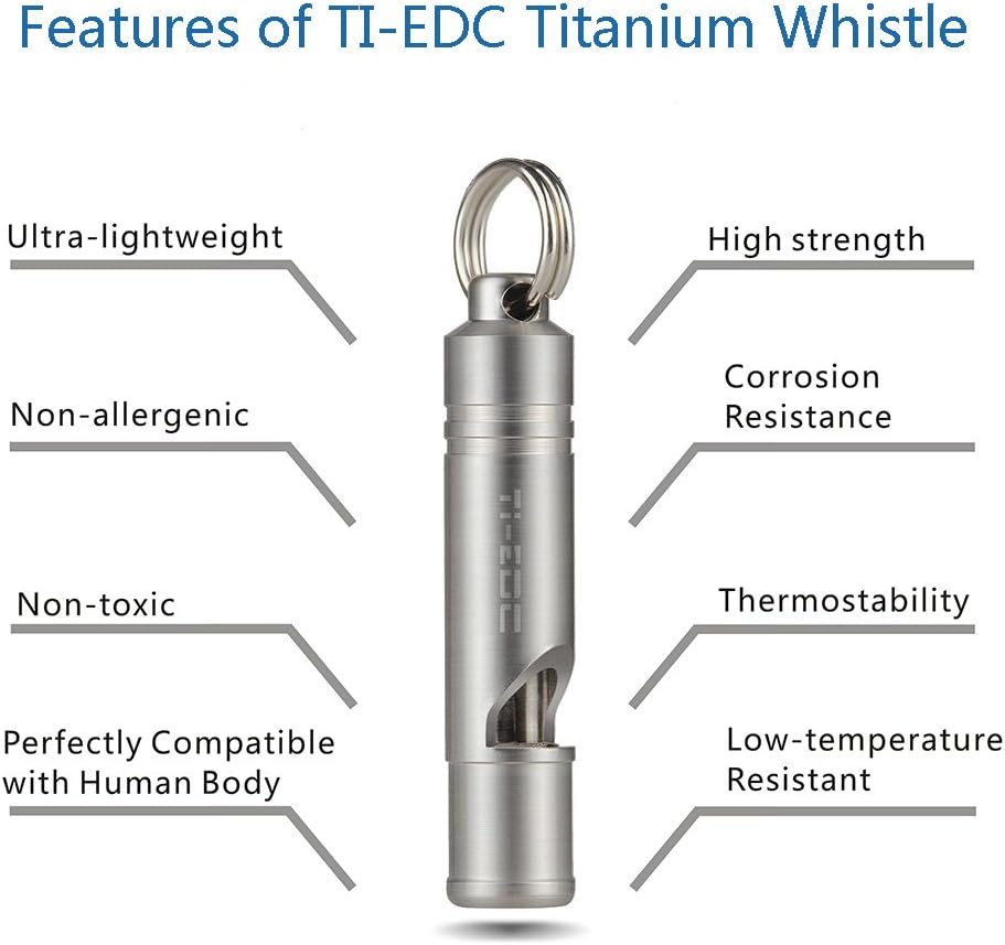 Titanium Emergency Whistle, Loud Portable Keychain Necklace Whistle for Emergency Survival, Life Saving, Hiking, Camping, and Pet Training