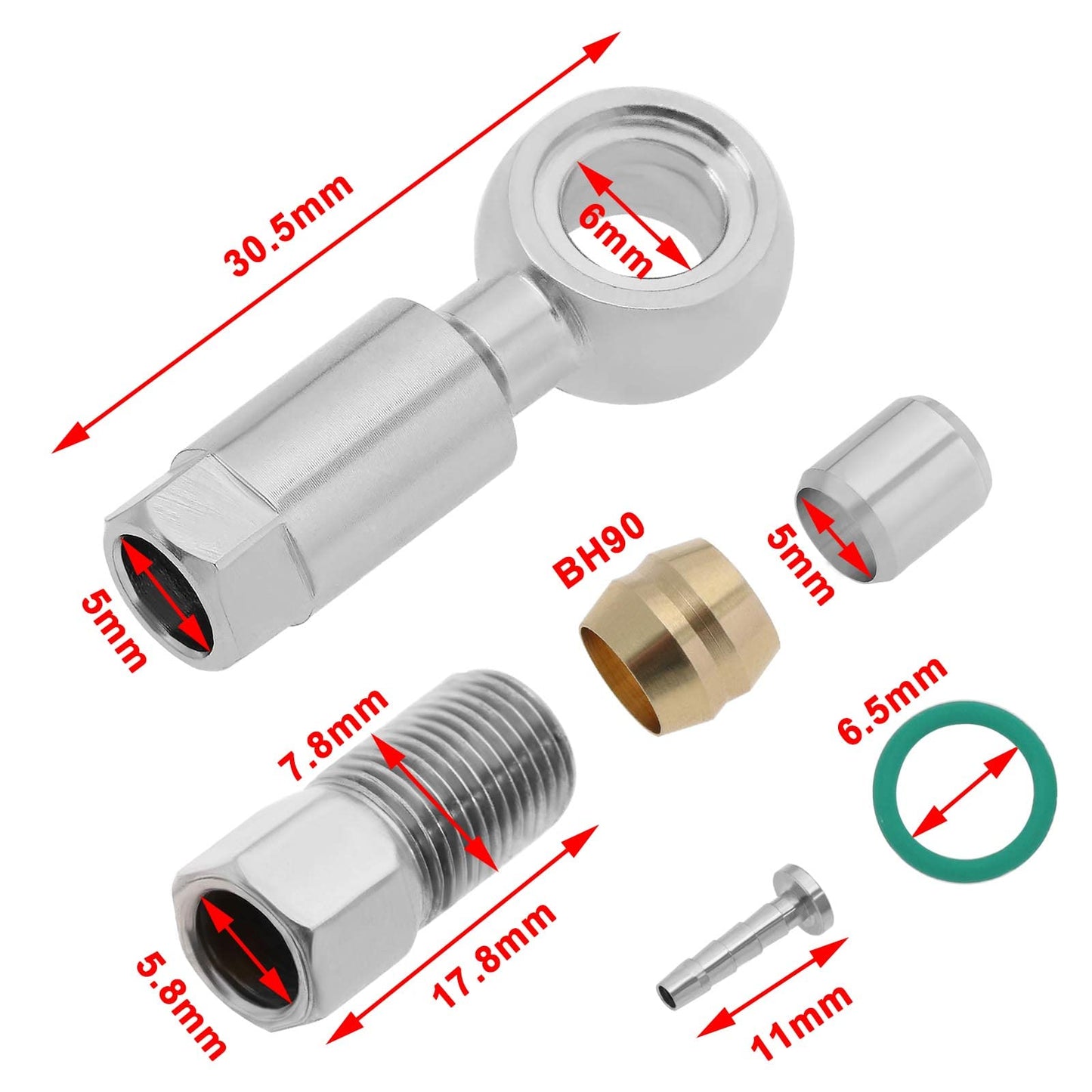 eMagTech 1 Set BH90 Olive Hose Adapter Bicycle Fittings Accessories Set Olive and Conecter Insert Hydraulic Disc Brake Hose Compatible with BH90 Bicycles