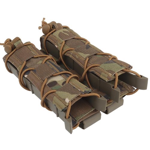 Tactical Double Extended 9mm Mag Pouch,Open Top Quick Pull Long Flashlight Holder Magazine Bag for Vest MOLLE/PALS