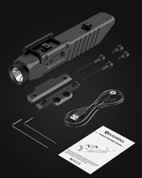TOUGHSOUL Hunting Flashlight Red Light, Low Profile Mlok Picatinny Mounted Portable Flashlight for Coyote Hog Varmint Night Hunt