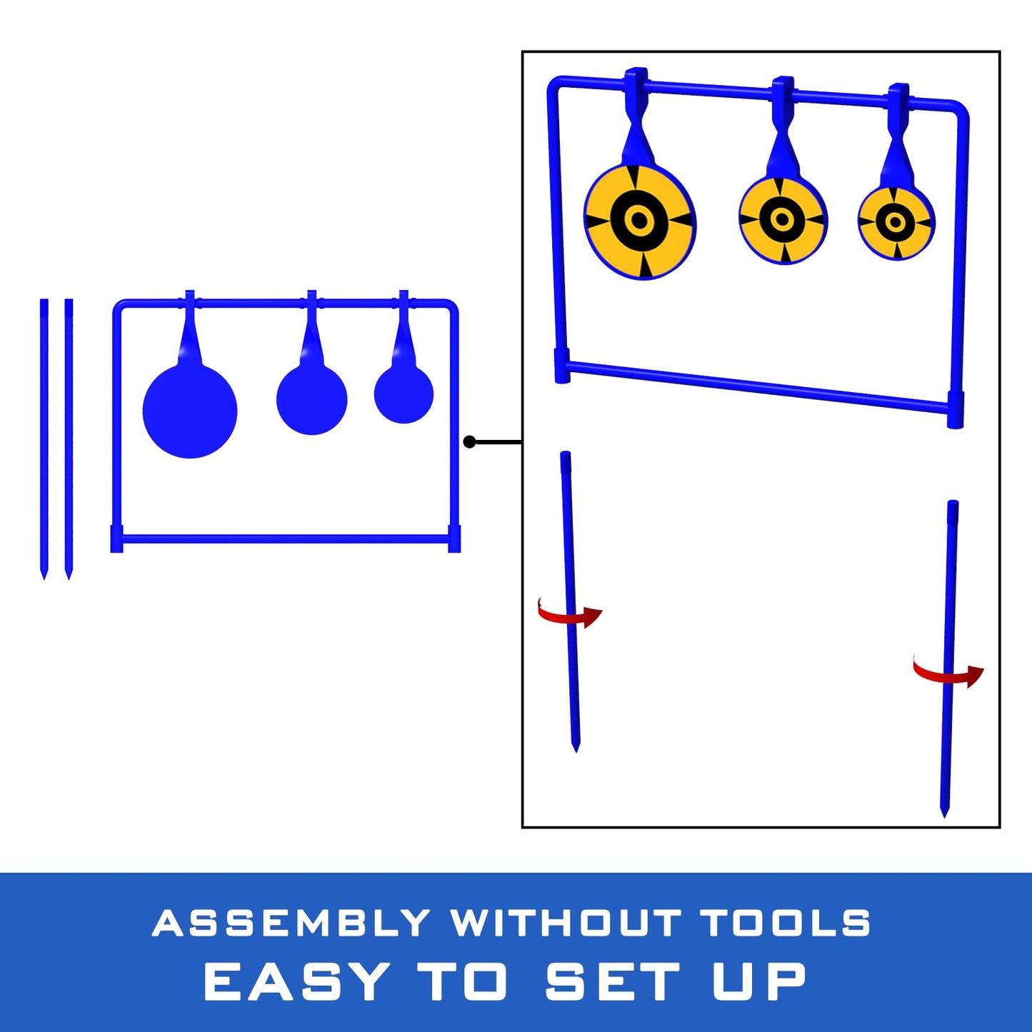 Atflbox 3/8'' Thick Heavy Metal Spinner Target, High Caliber Spinner Auto Reset Steel Target for Centerfire Handguns Up to .44 Magnum Outdoor Target Shooting