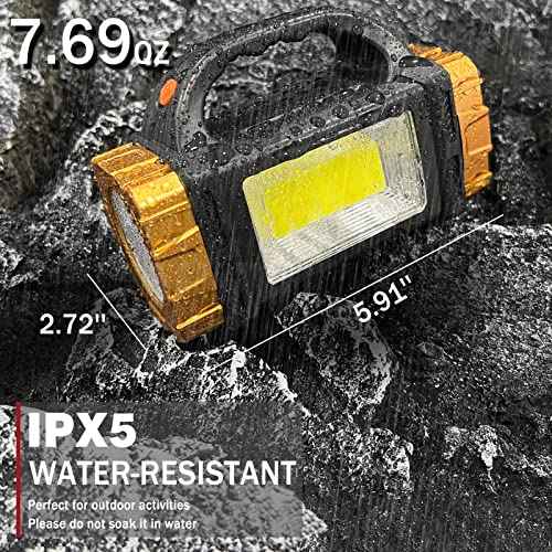1-Pack Solar Flashlight High Lumens Rechargeable Outdoor Waterproof Spotlight LED Work Light Searchlight Lantern for Camping Emergencies
