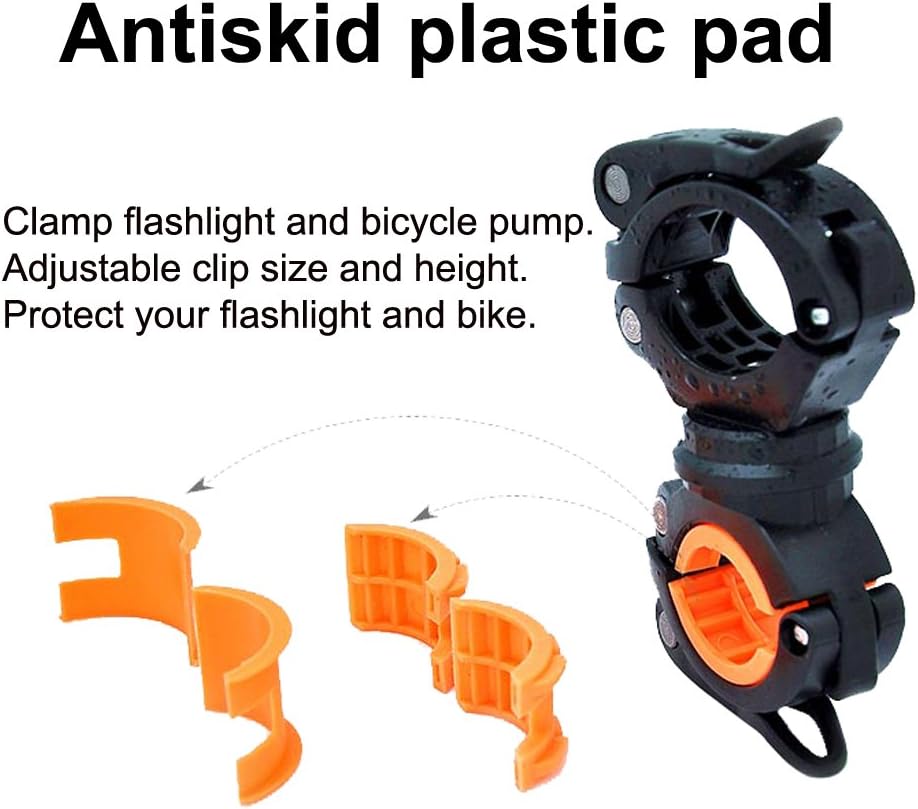[3 Pack Bike Flashlight Holder, Mount Bicycle Bracket Flashlight Holder Mounting Torch Clip 360 Degree Rotation