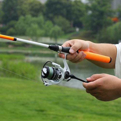 Sougayilang Fishing Rod and Reel Combo, Medium Fishing Pole with Spinning Reel Combo, 2-Piece Fishing Combo-Orange-6' Spinning Rod and HJB2000 Spinning Reel