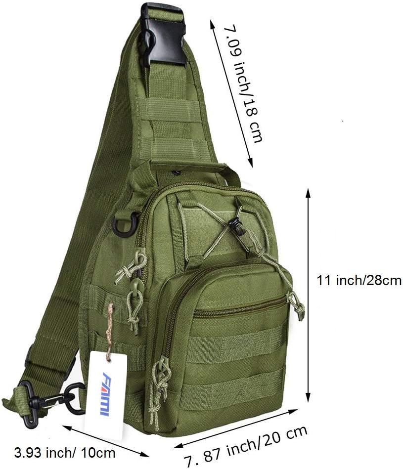 FAMI Outdoor Tactical Bag Backpack, Military Sport Bag Pack Sling Shoulder Backpack Tactical Satchel for Every Day Carry (Black)