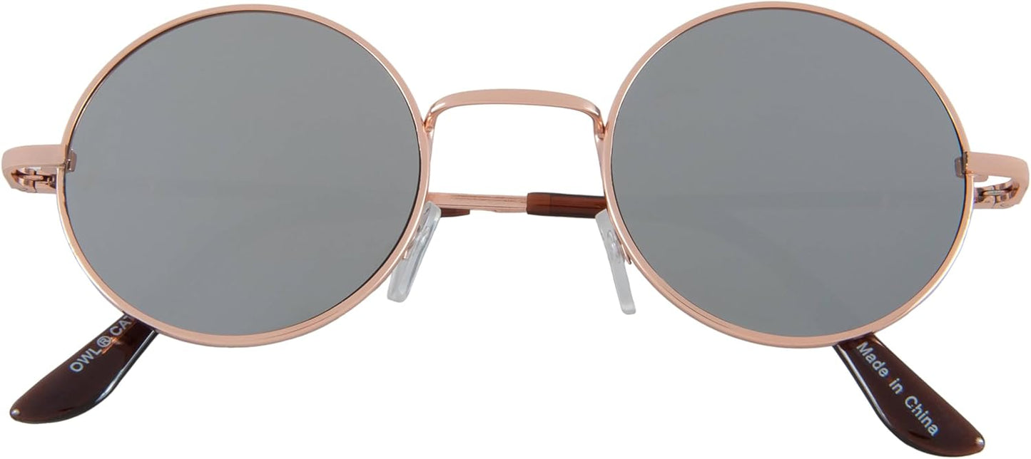 OWL Round Sunglasses Metal Frame Hippie Sunglasses UV400 Polycarbonate Circle Lens John Lennon Sunglasses for Men Women
