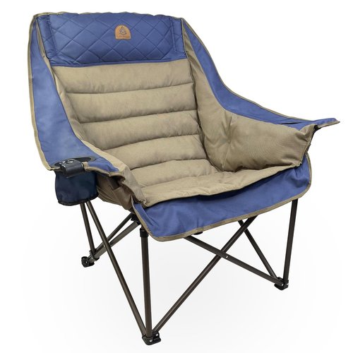 Black Sierra Deluxe Padded Camping Chair for Sports & Outdoors, Oversize XL Outdoor Folding Chair Supports 400 lbs, Heavy Duty Seat w/Dual Cup Holders/Carry Bag Perfect for RV, Tailgating, Glamping