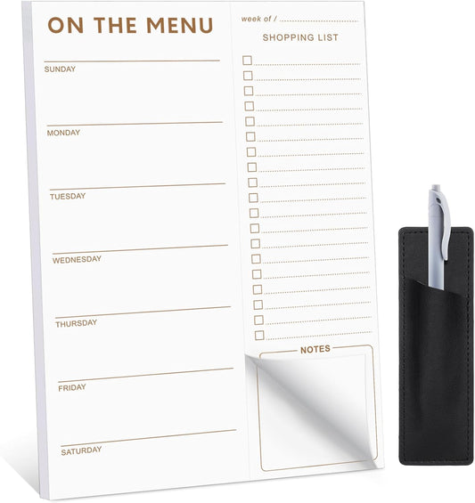 60 Sheet Meal Planner for Fridge, Magnetic Weekly Meal Planner & Grocery List with Tear-off Shopping List for Meal Prep, 7x10''-Flower Design