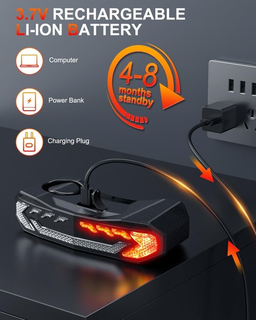 ONVIAN Colorful Bike Tail Light with Turn Signals, USB Rechargeable Bike Brake Light with Wireless Remote, 15 Light Modes 7 Colors Waterproof Cycling Safety Light for Adults Kids Road Mountain (SF31)