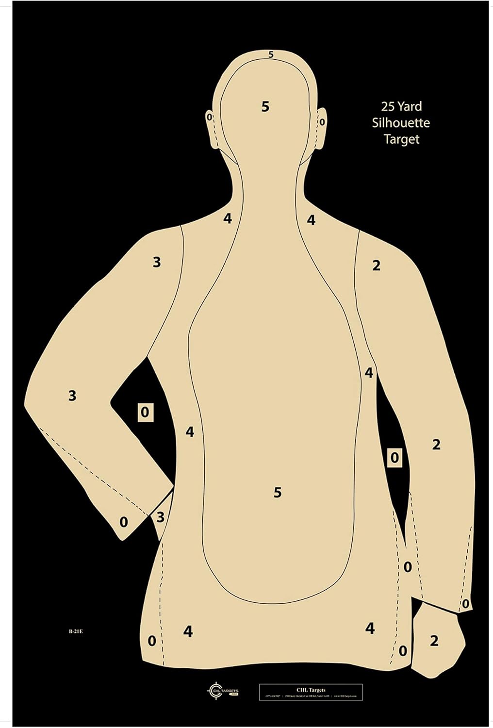 Official NRA B-21E Target, 21 Yard Target, Shooting Paper Targets, 22.5" x 35", Police Silhouette, Bulk Targets