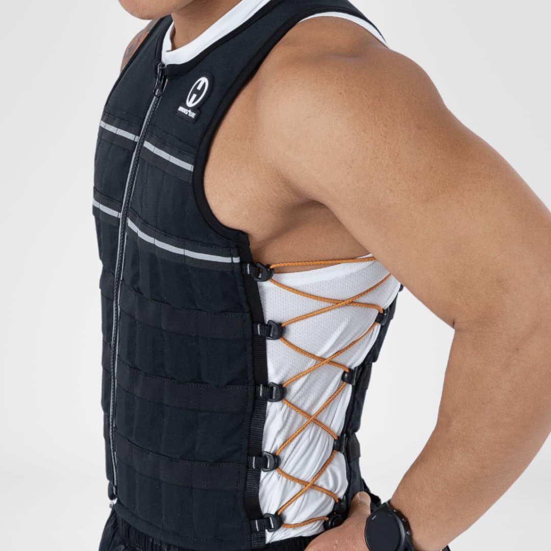 Hyperwear Hyper Vest ELITE Fully Adjustable Weight Vest - Stretch CORDURA® Fabric Zipper Thin Steel Weights - Weighted Vests for Running, Strength, Endurance, Walking - Sizes S, M, L, XL