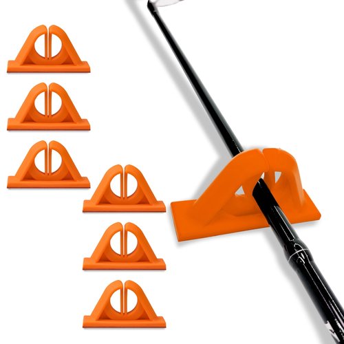 Wall-Mounted Fishing Rod Holder No-Drill Fishing Rod Holders for Garage, Rod Holders for Fishing Boat, and Rod Holders for Wall, Durable Fishing Pole Holders for Any Adhesive Surface(6pc Orange)