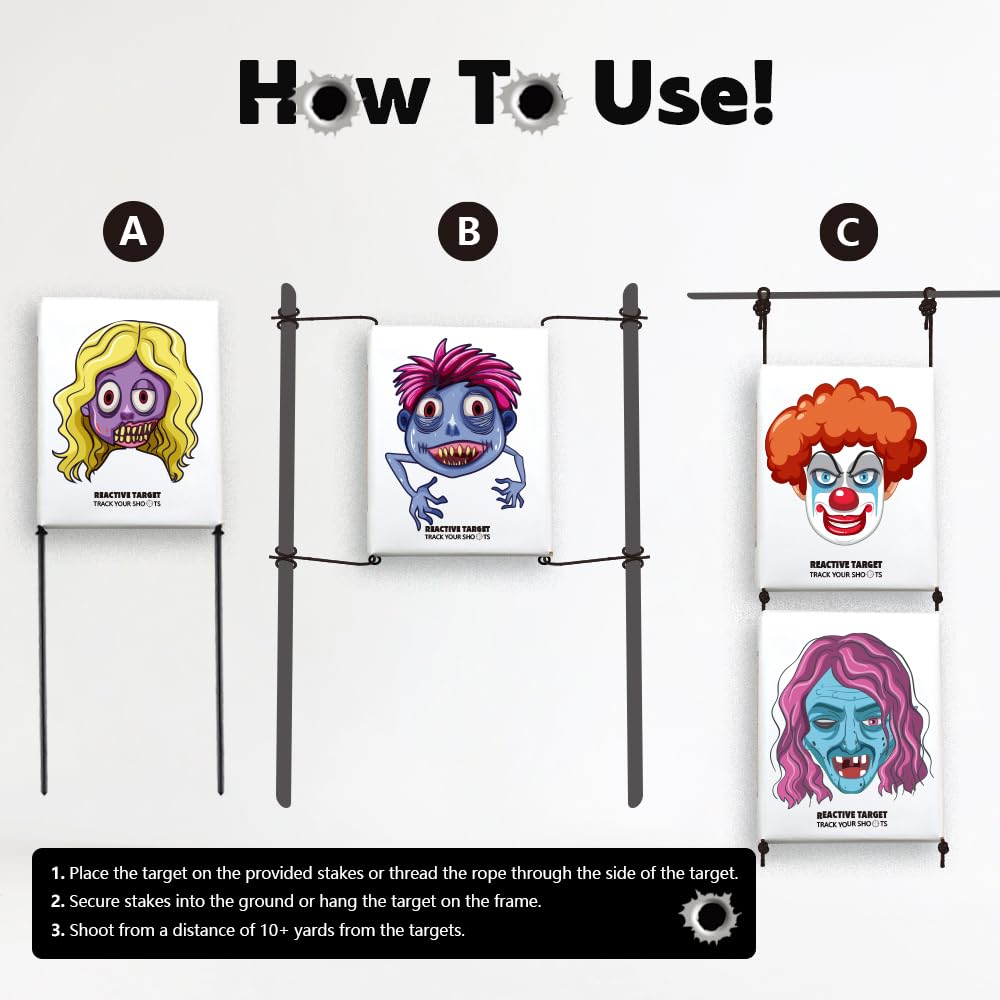 4-Pack Burst Reactive Target Set – Easy-to-See Targets for The Range, Shooting Practice Target with Bright Impact Effect, Simple Setup, Family-Friendly Shooting Accessories Pink Color