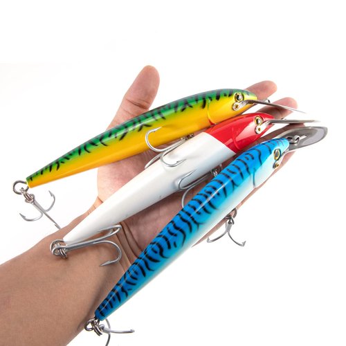 Dr.Fish Deep Diving Trolling Lures 13-20ft Saltwater Hard Fishing Lures 7.5" Deep Diving Jerkbait VMC Treble Hooks Pencil Twitch Bait Heavy Duty Offshore Plugs Striper Mackerel Tuna