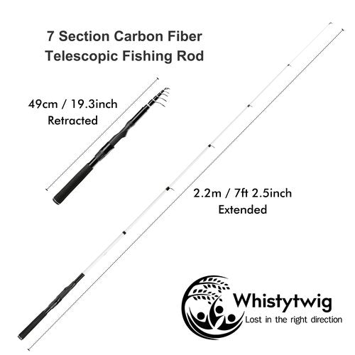 Whistytwig Compact Telescopic Fishing Rod - Versatile Retractable Pole for Fresh & Saltwater, Portable Fishing Rod, Ideal for Travel (Bandit 7'2" Spinning)