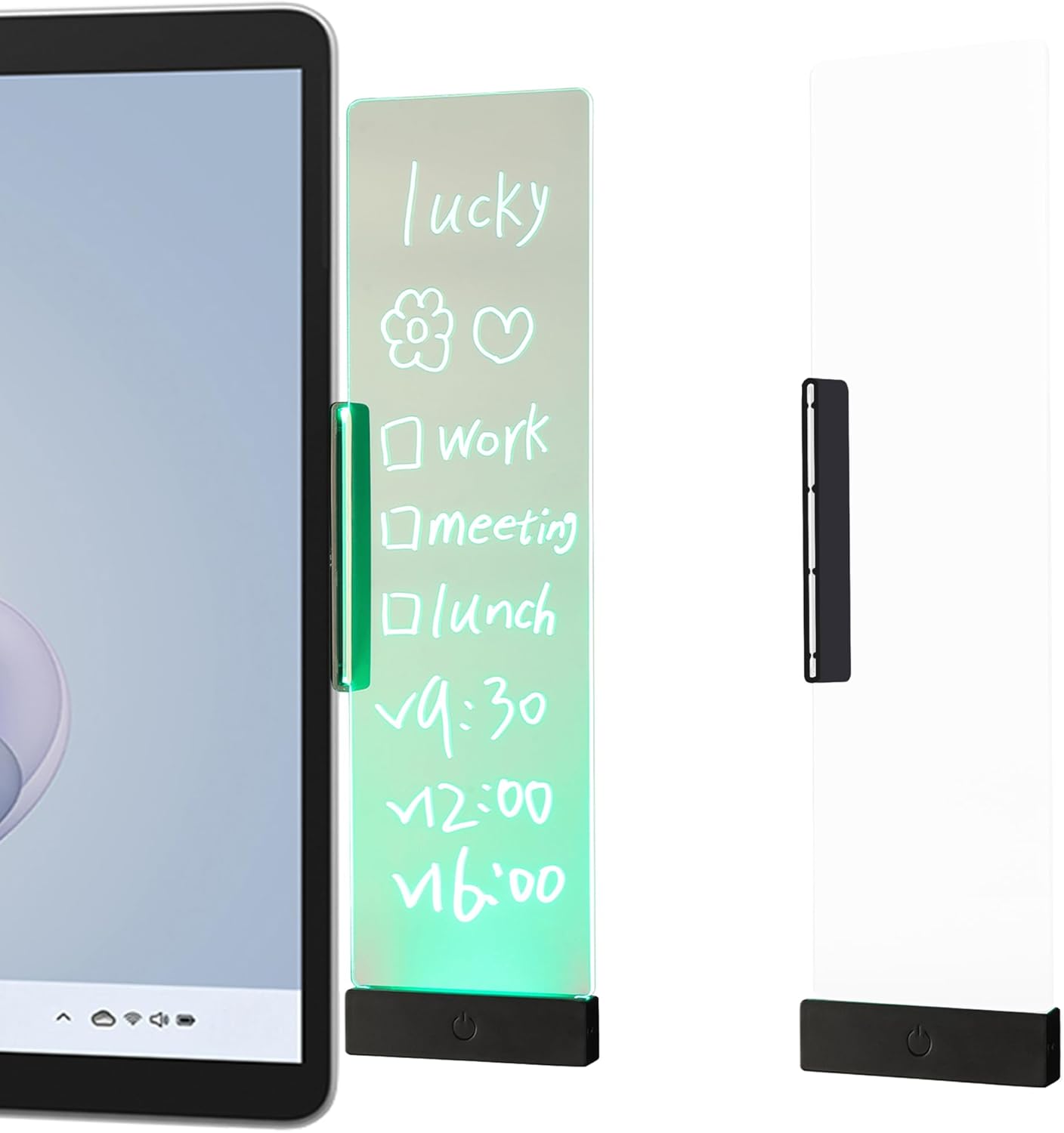 LED Memo Board with Sticky Note Holder, Clear Acrylic Computer Monitor Organizer, Office Supplies, Work from Home Essentials, Multifunction Workspace Accessories