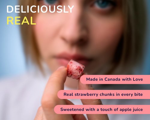 Yozz Probiotic Freeze Dried Yogurt Snack with Real Strawberries - No Sugar Added - 1 Billion CFU per Serving - 10 Individual Packs - For Adults, Babies, and Toddlers - Tastes Wow