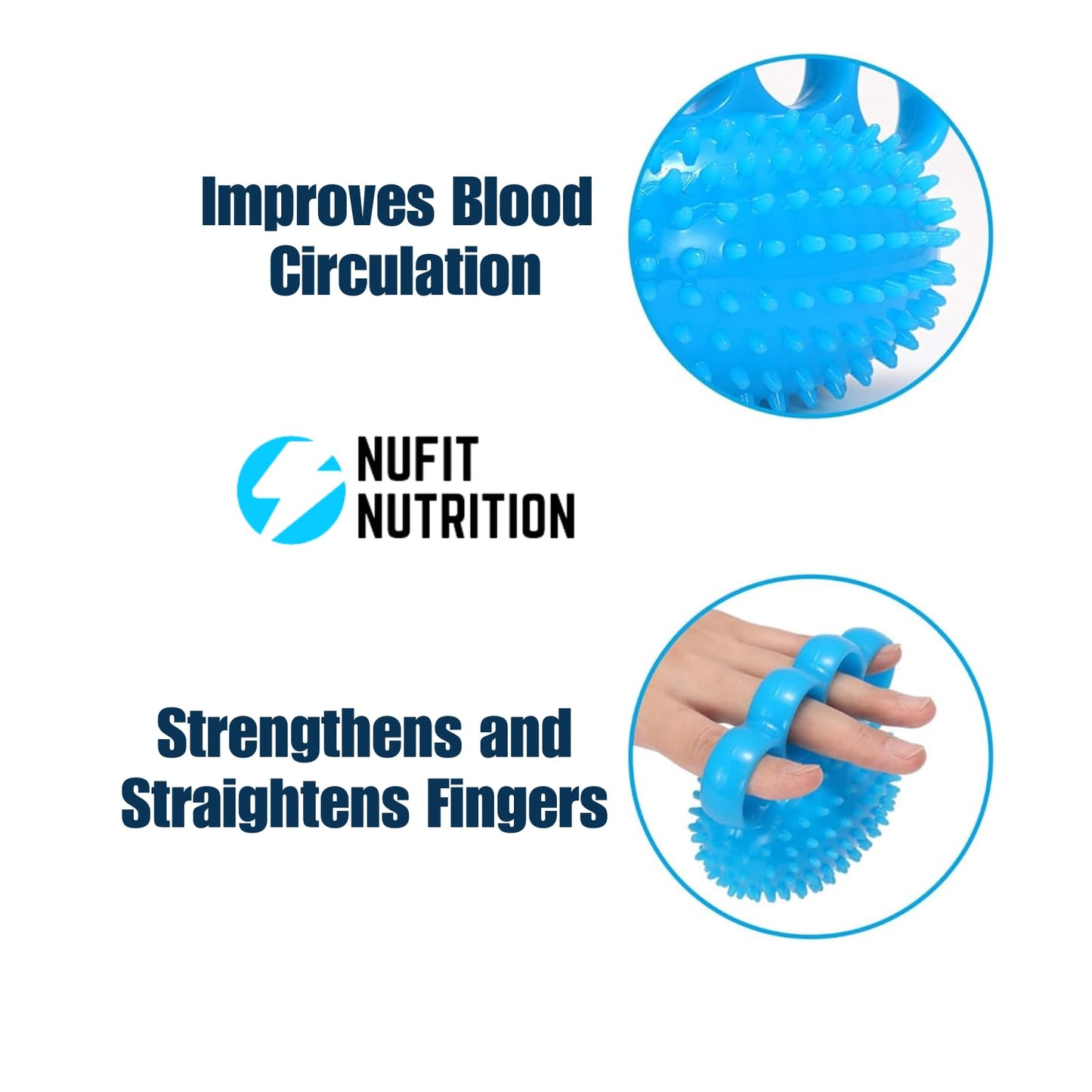 Hand Grip Strengthener & Finger Therapy Exercise Ball - Resistance Squeeze Ball and Massage Equipment for Stress Relief, Flexibility, Stroke Recovery, Arthritis, Anxiety, Physical Therapy, and Muscle Massage for Athletes, Musicians, Elderly, and Yoga Enth