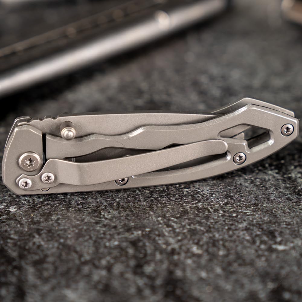 Smith & Wesson CK400 5.4in High Carbon S.S. Folding Knife with a 2.2in Drop Point Blade and Stainless Steel Handle for Outdoor, Tactical, Survival and EDC