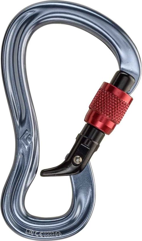 Black Diamond Gridlock Screwgate Carabiner - Secure Locking, Black/Red, One Size
