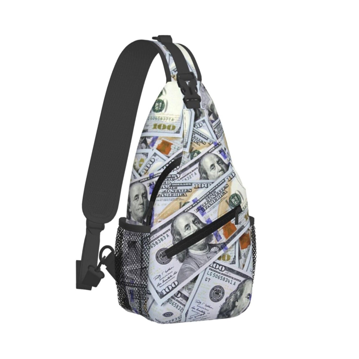 FHSUISN Us Bill Dollars Money Sling Backpack Chest Bag Crossbody Shoulder Bag Gym Cycling Travel Hiking Daypack For Men Women